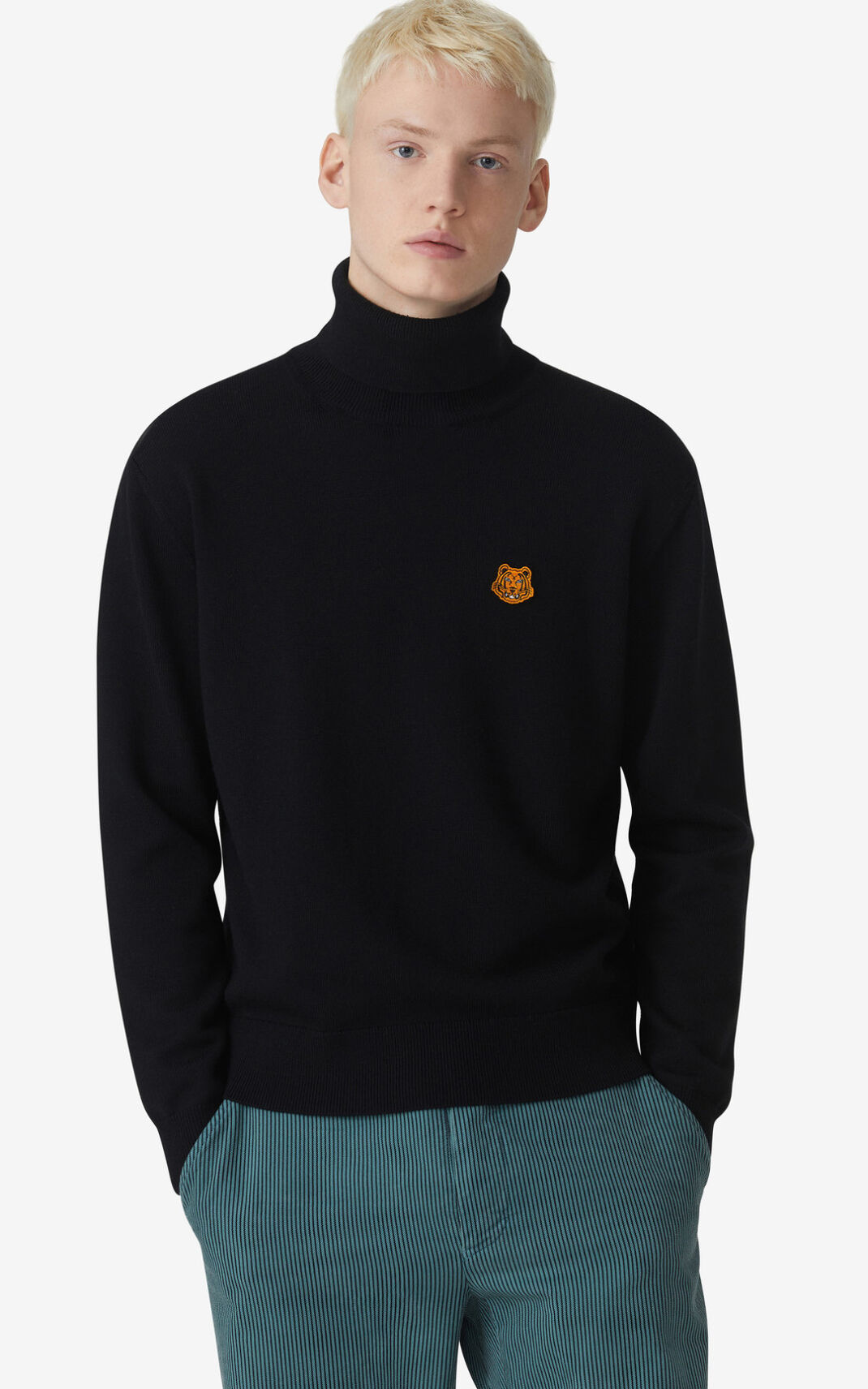 Pull Kenzo Homme Tiger Crest roll neck Noir DPQYB-1904